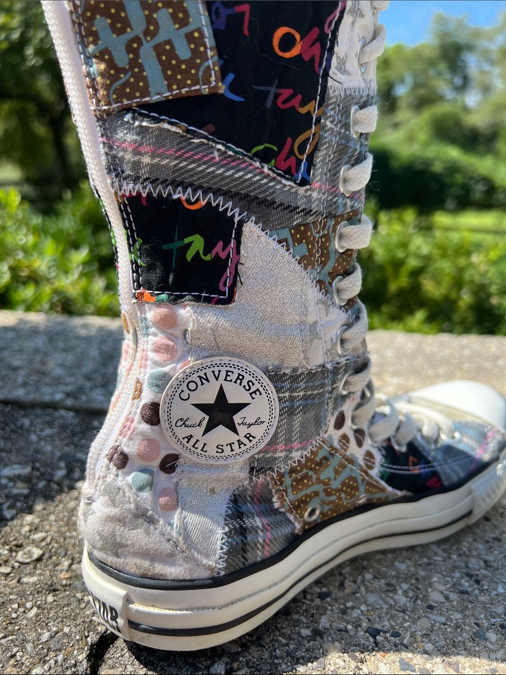 Rare Vintage Converse Chuck Taylor All Star Patchwork Knee-high Sneakers Size 6 - Picture 6 of 15